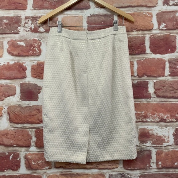 Albert Nipon Skirt Women's Size 4 Cream Metallic Polka Dot Office Work Zip Up - Picture 4 of 8
